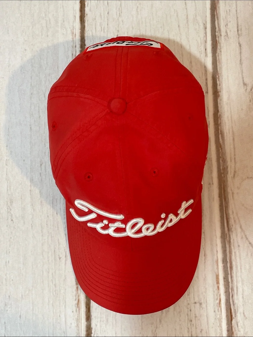 Titleist FJ Pro V1 Red Baseball Cap White Embroidered Script Logo Golf Hat